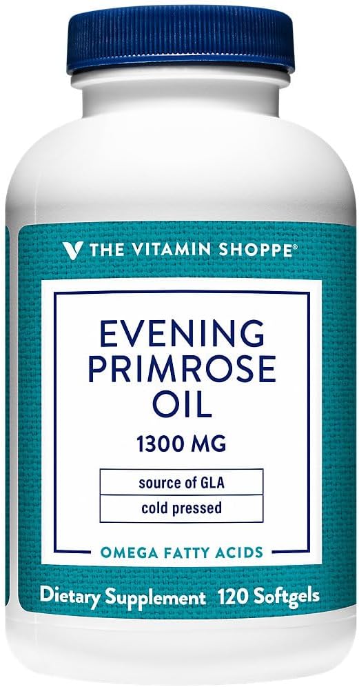 The Vitamin Shoppe Evening Primrose Oil 500mg - GLA Omega-6 | Women's Hormonal Balance | 120 Softgels | Cold-Pressed