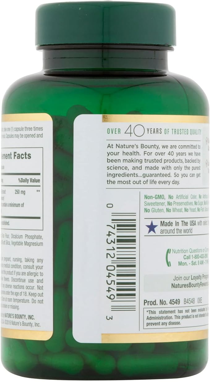 Nature's Bounty Milk Thistle 250 mg Capsules 200 ea (Pack of 2)