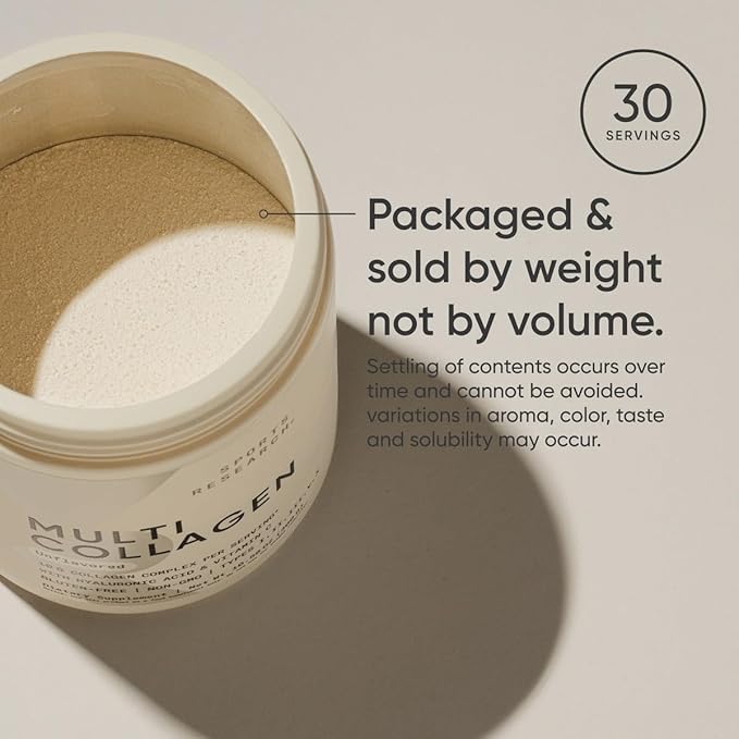 Sports Research® Multi Collagen Protein Powder - Food Sourced Collagen Peptides (Type I, II, III, V, X) with Hyaluronic Acid + Vitamin C - Gluten Free · Non-GMO · 30 Servings (Unflavored)