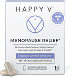 Happy V Menopause Relief Supplement for Women – Hormone Balance, Hot Flash & Night Sweat Support, Mood & Energy Booster, Vaginal Wellness, Perimenopause & Postmenopause Support – 60 Vegan Capsules