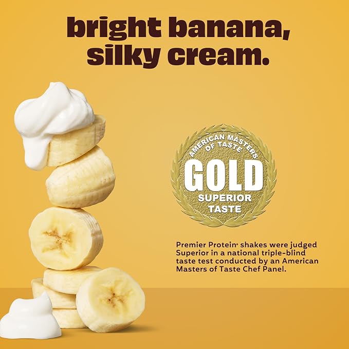 Premier Protein Shake, Bananas & Cream, 30g Protein, No Added Sugar, 24 Vitamins & Minerals to Support Immune Health, 11 fl oz, 4 Pack (Packaging May Vary)