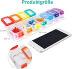 Fullicon Weekly Pill Organizer 7 Day Ultra Moisture and Spill Proof Daily Pill Box, Large Medicine Case with Secure Buckle, Compact Travel Pill Container for Pill, Vitamin, & Fish Oil (Rainbow Clear)