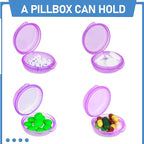 4 Pcs Mini Pill Organizer Small Pill Box Cute Portable Pill Case for Pocket Purse Travel Storage Containers Earplug Case Medicine Dispenser Vitamin Holder (4 Purple)