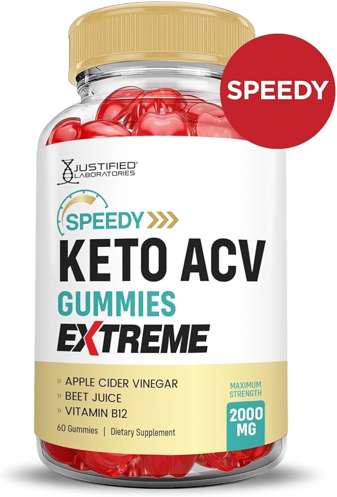 Justified Laboratories Speedy Keto ACV Gummies Extreme 2000MG Speedy Keto Gummies Advanced Formula Apple Cider Vinegar with Pomegranate Beet Juice Powder B12 Vegan Non GMO 60 Gummys