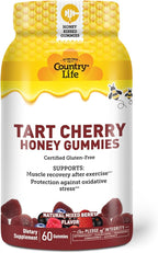 Country Life® Tart Cherry Honey Gummies - Non-GMO - Certified Gluten Free - Certified Vegetarian by AVA –to Support Muscle Recovery After Exercise***