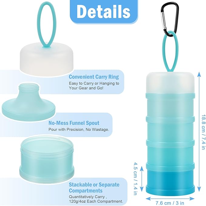 Accmor 3 Pcs Protein Powder Container to Go with Funnels Stand, 4 Compartments Stackable Protein Powder Dispenser for Workout, Fitness, Travel
