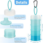 Accmor 2 Pcs Protein Powder Container to Go with Funnels Stand, 4 Compartments Stackable Protein Powder Dispenser for Workout, Fitness, Travel
