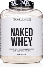 NAKED Vanilla Whey Protein Powder - All Natural Grass Fed Whey Protein Powder, Vanilla Flavor, Organic Coconut Sugar, 5Lb Bulk, GMO-Free, Soy Free, Gluten Free - 61 Servings