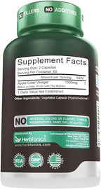 Herbtonics Raw Apple Cider Vinegar Capsules 1500mg with Mother | Weight Management, Detox & Digestion Formula with GLP-1 Support | Unfiltered ACV for Metabolic Support | 120 Vegan Capsules