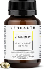 JSHealth Vitamin D3 1000IU Supplement. Vegan D3 Vitamins Support Bone Health, Muscle Strength, Heart Health, Immune Support. Vegan. By Nutritionist Jessica Sepel (60 Tablets)