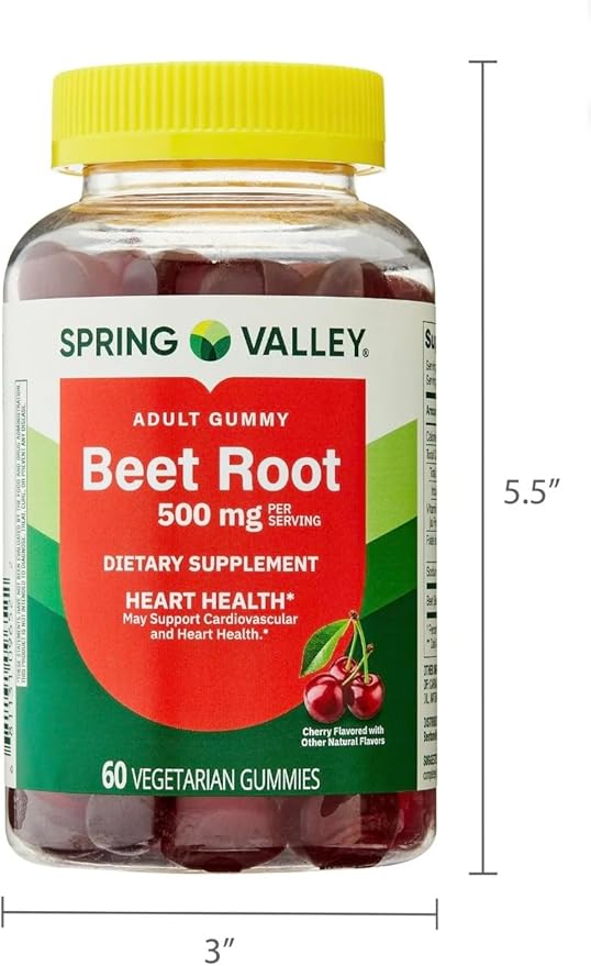 Beetroot Dietary Supplement Gummies, Cherry, 500 mg, 60 Count