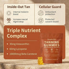 tebazoew Savanna Skin Tanning Gummies, with Astaxanthin, Beta-Carotene, Lycopene & Vitamins, Radiant Healthy Skin Natural Looking Glow, Bronzing, Non-GMO & Vegan