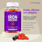 LifeCentricHealth Iron Gummies | Biotin Zinc Vitamin B Folic Acid Gummies | Vegan Gluten Free for Women & Men
