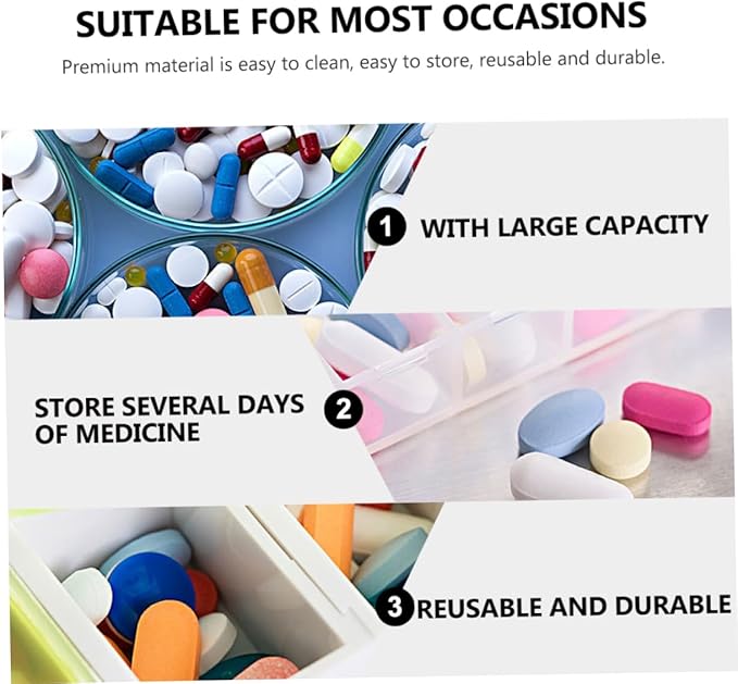 VICASKY Portable Mini Medicine Storage Box Sealed Compartment Pill Organizer for Travel Multifunctional Small Container for Pills Jewelry Compact and Easy to Carry