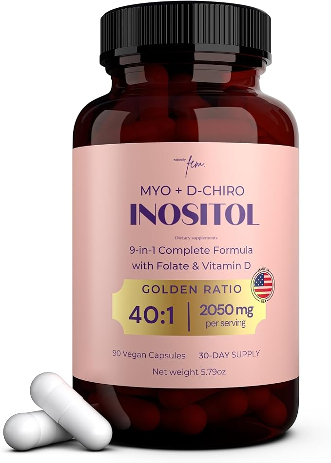 QSTA Myo-Inositol & D-Chiro Inositol Supplement for Women 2050mg (40:1 Ratio) – 9-in-1 Hormonal Balance & Metabolic Support with Folate, Vitamin B6, B12, D3, Zinc & Chromium. 90 Myo Inositol Capsules