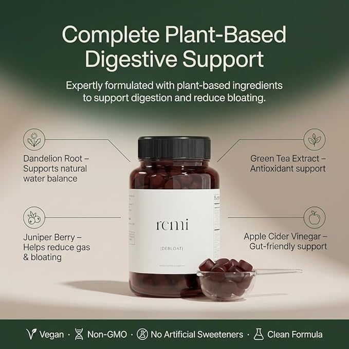 Debloat Gummies – Fast Bloating Relief for Women, Apple Cider Vinegar + Dandelion Root + Green Tea- Digestive Support, Less Gas, Reduce Water Retention-Vegan Non-GMO – 60 Gummies