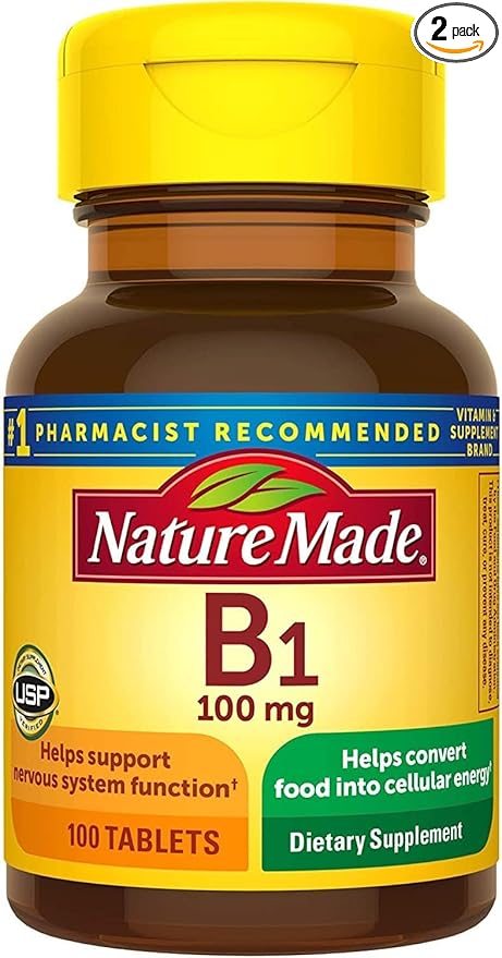 Nature Made Vitamin B-1 100 mg Tablets - 100 ct, Pack of 2