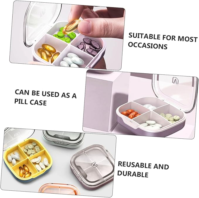 1Pc Mini Portable Medicine Storage Container Travel Case with Compartments Lightweight and Durable for Storing Pills Jewelry and More for Home Office