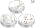 3 Pack Pill Box, Small Pill Case for Purse & Pocket, Cute Travel Medicine Organizer, Portable Medicine Container Holder to Hold Vitamins, Medication, Fish Oil & Supplement, White Marble