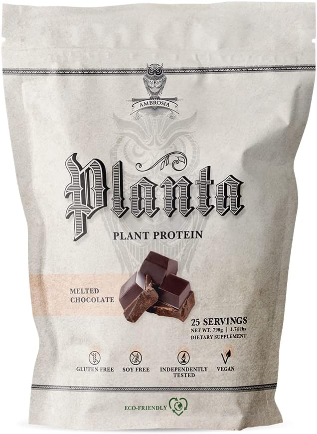 Ambrosia Planta - Plant-Based Protein Powder 20g | Dairy Free Vegan Protein Powder with BCAA Amino Acids | Keto-Friendly, No Added Sugar | 25 Servings | Melted Chocolate