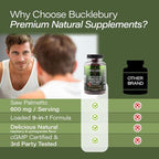 BUCKLEBURY 9-in-1 Natural Saw Palmetto Gummies with Raspberry & Pomegranate Flavor - Plant-Based Prostate Support Supplements for Mens Bladder Health, Hair Growth & Urinary Support - 60 Gummies