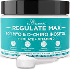 Eu Natural Regulate MAX Myo-Inositol & D-Chiro Inositol Supplement Powder for Women with Vitamin D & Folate Nutritional Support, Hormone Balance & Fertility Support, Unflavored 60 Servings