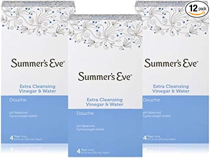 Summer's Eve Douche, Extra Cleansing Vinegar and Water, 4.5 Fl Oz, 4 Ct. (Pack of 3)