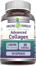 Amazing Formulas Advanced Collagen Supplement | Collagen Type I, II & III with Vitamin C & Hyaluronic | 1600 Mg Per Serving | 90 Capsules | Non-GMO | Gluten-Free | Made in USA
