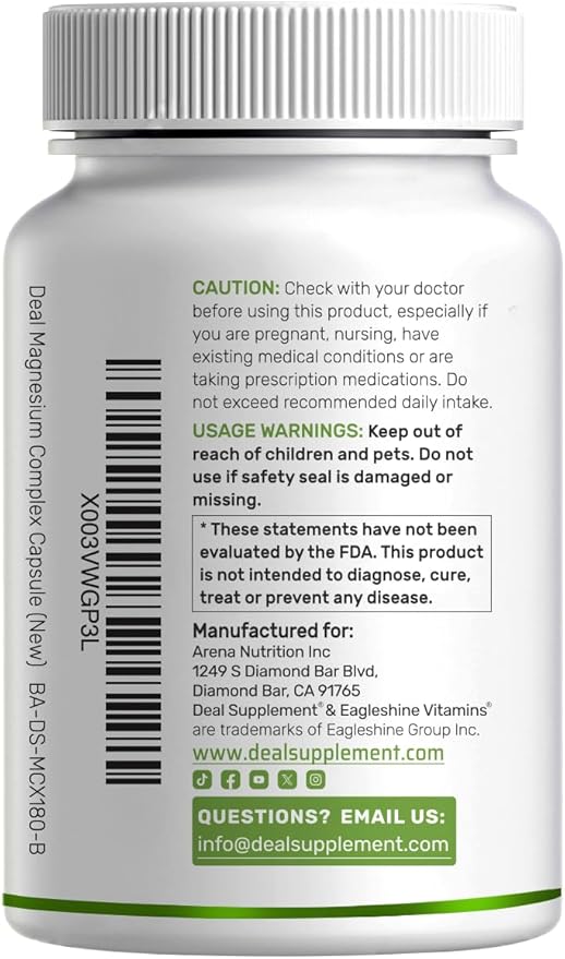 Magnesium Complex 500mg, 480 Veggie Capsules – Pack of 2 | 10-in-1 Glycinate, Citrate, Malate, Oxide, & More – 100% Chelated for Easy Absorption – Essential Mineral Supplement – Non-GMO