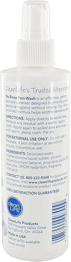 No-Rinse Peri-Wash, 8 fl oz - Soothing, Protecting Perineal Cleanser in a Rinse-Free Formula (Pack of 2)