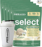 PEScience Select Vegan Protein Powder, Plant Based Protein Powder, Amazing Taste, Smooth Texture, Pea and Brown Rice Blend, Dairy Free, Lactose Free, Gluten Free – 5 Flavor Variety Pack, 25 Servings