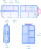 1Pack Travel Pill Organizer - 10 Compartments Pill Case, Compact and Portable Pill Box, Perfect for On-The-Go Storage, Pill Holder for Purse (Blue with 156 Stickers)