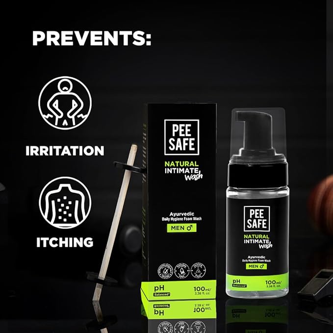 Pee Safe Mens Intimate Wash with Refill, Tea Tree Oil pH Balanced Daily Hygiene Cleanser for Men, Gentle Ball Wash for Men, Jabon Intimo Para Hombre, 13.52 Fl Oz