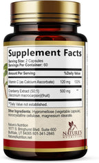 Cranberry Extract Pills Supplement - 500mg Per Serving Cranberry Extract with Vitamin C - Urinary Tract Health Support, Sugar Free Formula, Fruit Powder Extract - Bottled in USA - 120 Capsules