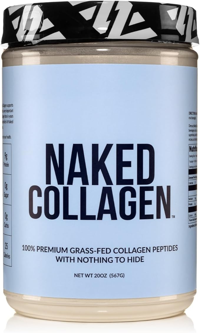 NAKED Collagen Peptides Protein Powder, 60 Servings, Pasture-Raised, Unflavored Grass-Fed Hydrolyzed Collagen Supplement, NSF Certified, Paleo Friendly, Non-GMO, Keto, Gluten Free, 20oz