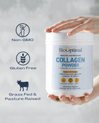 BioOptimal Collagen Peptides Powder - Grass-Fed, Pasture-Raised Hydrolyzed Protein Supplement for Skin, Hair, & Nails - Non-GMO, Zero Sugar Daily Supplement for Men & Women (45 Servings)
