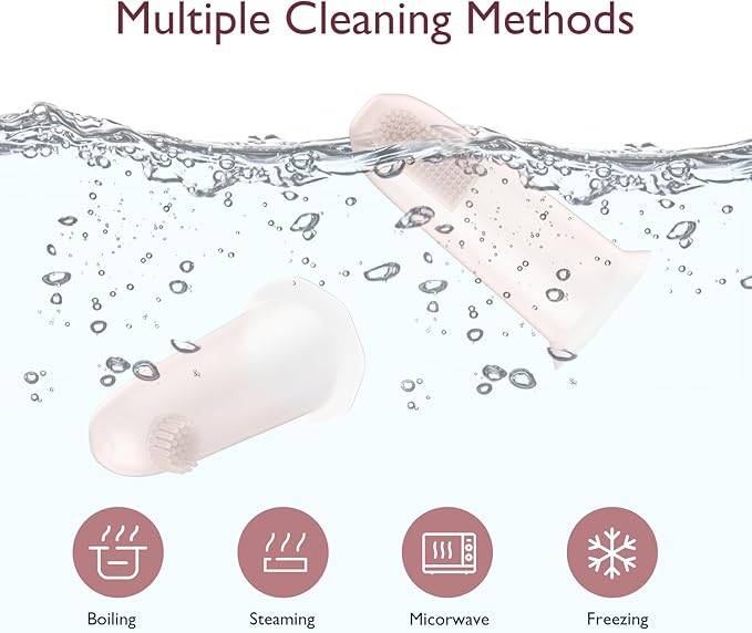 Momcozy Silicone Finger Toothbrush for Baby, Baby Finger Toothbrush for Training Teething, Infant Oral Cleaner, 2 Pcs Silicone Toothbrush