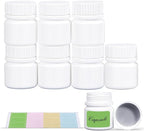 Small Pill Bottle for Travel Screw Top, Empty Medicine Bottles for Pills Capsules Vitamins, Food Grade Wide Mouth Plastic Small Travel Medicine Containers with Labels (White, 1oz/30ml, 8 Pcs)