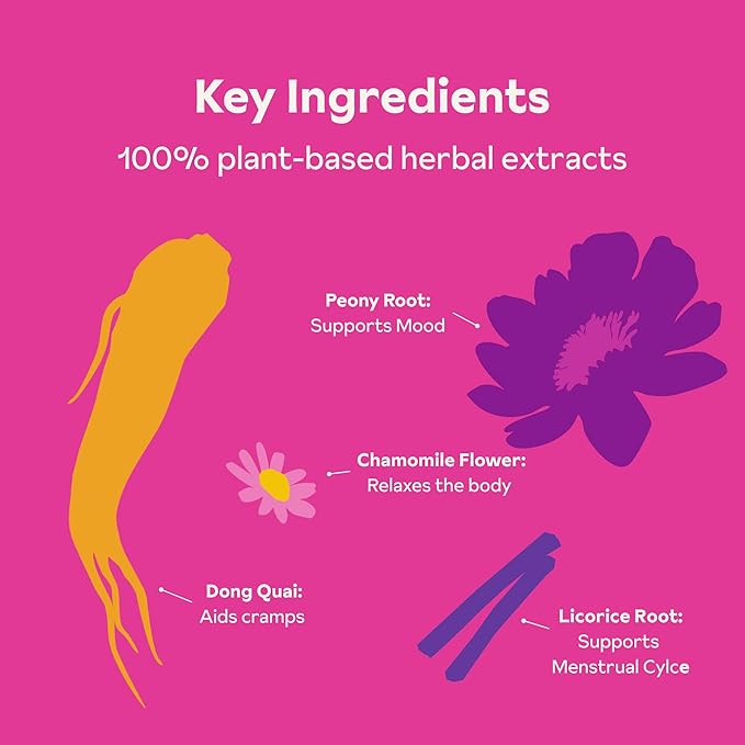 PMS Support Gummies for Women | Hormone Balance, Healthy Cycle | Relaxes Body, Reduces Cramps | Boosts Mood, Energy| Dong Quai, Peony Root, Licorice Root, Chamomile | Low Sugar Chews, 60 Gummies