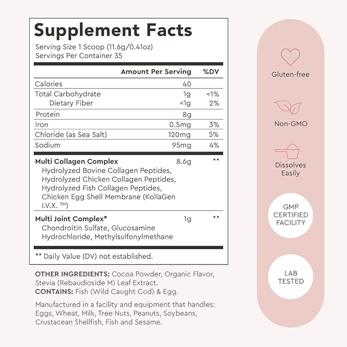 Alaya Multi Collagen Powder - Type I, II, III, V, X Hydrolyzed Collagen Peptides Protein Powder Supplement with MSM + GC (Chocolate)