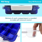 20 Compartment UV Protected Large Cobalt Blue Pill Case with Airtight Seal, Spill Proof, Silicone Gasket Waterproof Med Box with Medication Map (Cobalt Blue, 20 Compartment - 1 Pack)