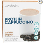 Wonderslim Protein Coffee Powder, Creamy Original Cappuccino, Low Sugar, Gluten Free, Keto Friendly & Low Carb (7ct)