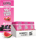 Nutritional Designs LPS Liquid Collagen & Whey Protein Supplement - Non-GMO Drink, Sugar-Free - Promotes Healthy Skin & Hair for Men & Women, Watermelon, Single Serve (25 Packets)