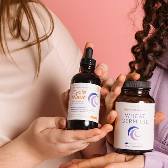 SPRIGS Cycle Wave Phase 1 Hormonal Support Kit for Tween Girls | Supplements to Promote a Healthy Menstrual Cycle & Balance Mood | 4 Oz Herbal Tincture & 60 Wheat Germ Oil Softgels for a 30 Day Supply