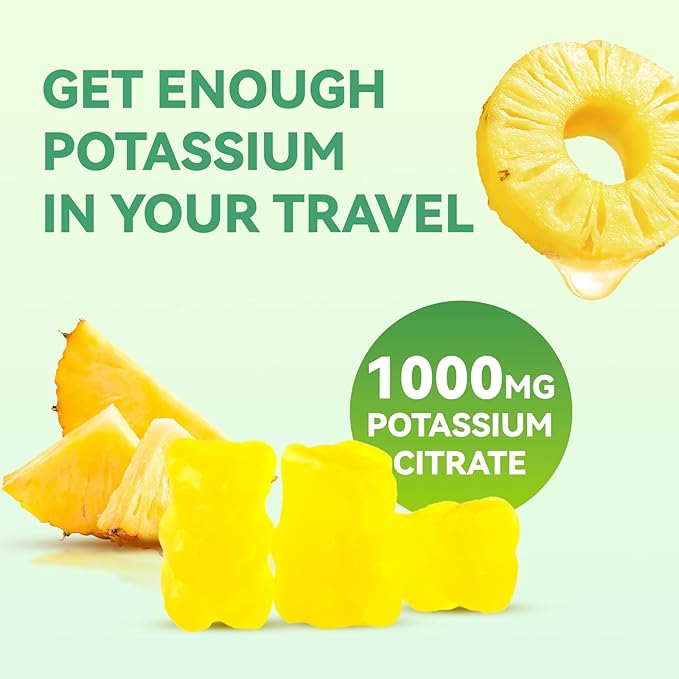 Potassium Gummies 1000mg, Potassium Citrate Gummies for Adults Women & Men, Chewable Potassium Supplement Support Leg Cramps & Muscle Health - Sugar Free, Vegan,120 Count