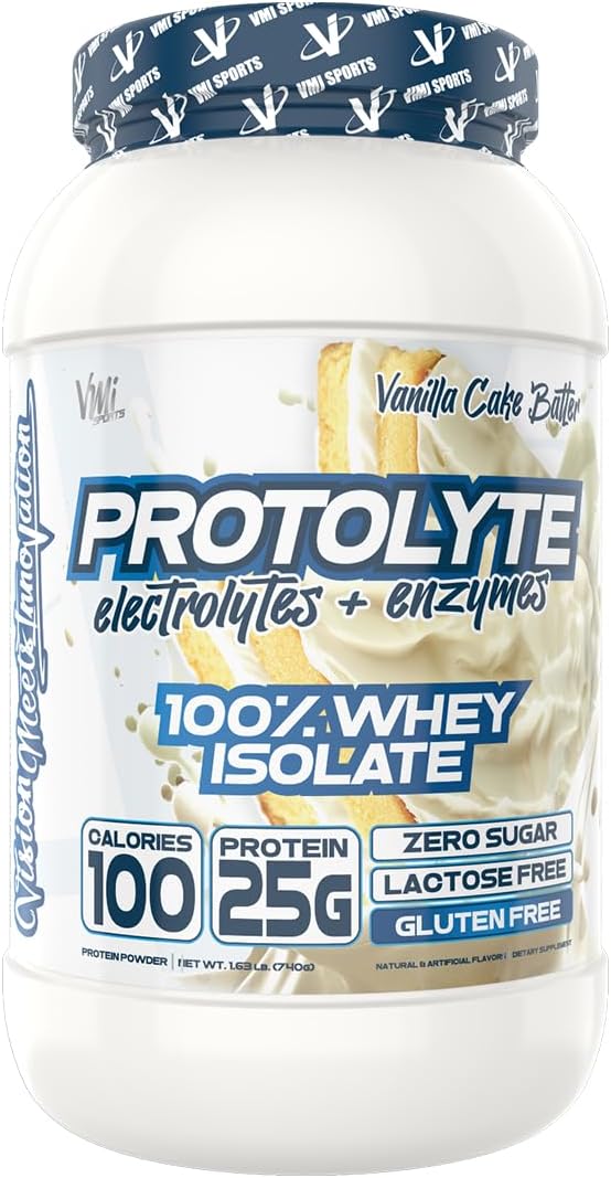 VMI Sports | ProtoLyte Whey Isolate Protein Powder | Low Calorie Whey for Weight Loss and Muscle Gain | Digestive Enzymes | Non-GMO (1.6 lb, Vanilla Cake Batter)