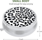 Nipichsha Pill Box, Small Pill Case for Purse & Pocket, Cute Travel Medicine Organizer, Portable Medicine Container Holder to Hold Vitamins, Medication, Fish Oil & Supplement, White Leopard