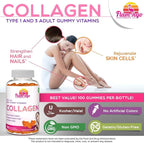Collagen Gummies- Natural Marine Collagen for Women, and Men- Collagen Supplements for Skin Hair, Nails- Hydrolyzed Type 2 & 1 3- Replace Pills and Powders - No Gelatin, Kosher, Halal- 100 Ct.