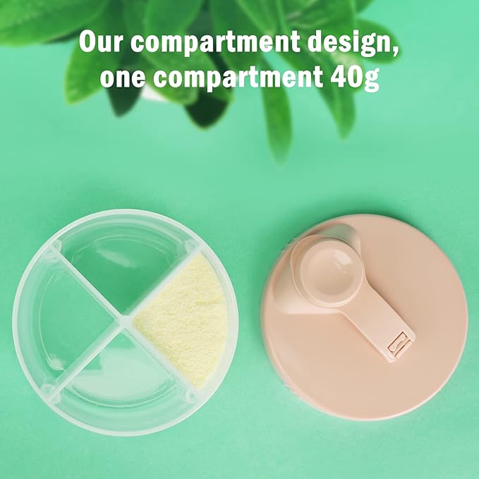 Accmor Baby Formula Dispenser On The Go, Non-Spill Rotating Four-Compartment Formula Container to Go, Milk Powder Kids Snack Container for Infant Toddler Travel Outdoor, Pink