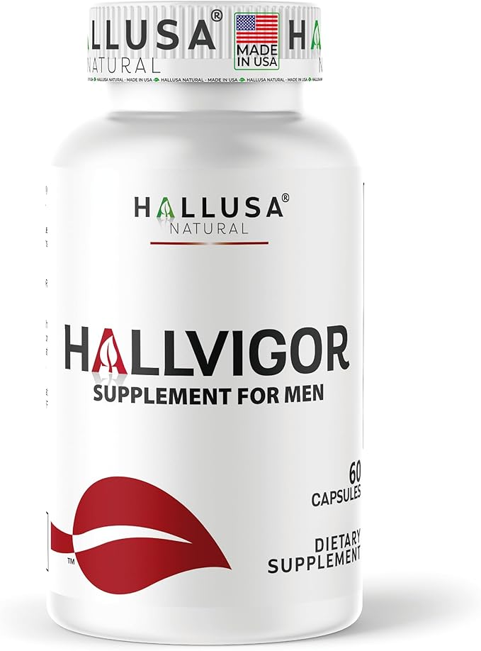 "N/A" HALLVIGOR Men’s Daily Multivitamin – Korean Ginseng, Damiana, Saw Palmetto, Biotin, B Complex, Zinc, Royal Jelly – 60 Capsules – Hallusa Natural